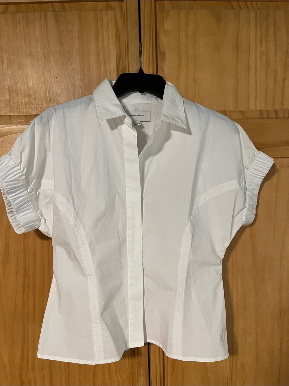 Banana Republic White Short-Sleeve Poplin Shirt